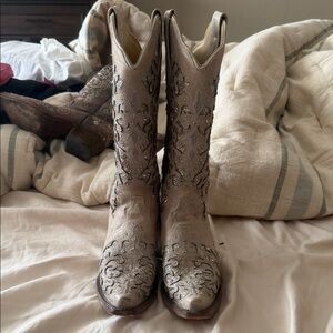Corral Handcrafted Beige Leather Boots